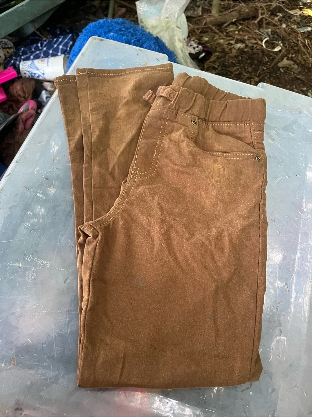 Kids Brown Elastic-Waist Casual Pants